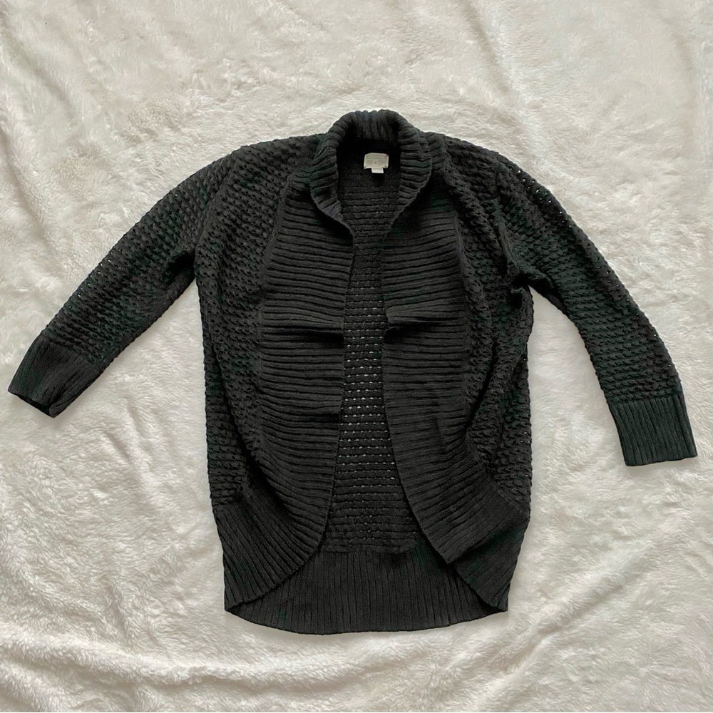 Converse Chunky Knit Open Front Cocoon Sweater Black Size Medium